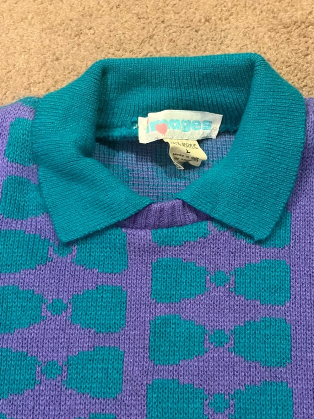 Images Vintage Bow Pattern Long Sleeve Kids Long Sleeve Pullover Sweater Top